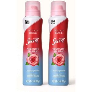 Secret Weightless Dry Spray Delicate Rose 4.1 oz 2 Pack Antiperspirant New
